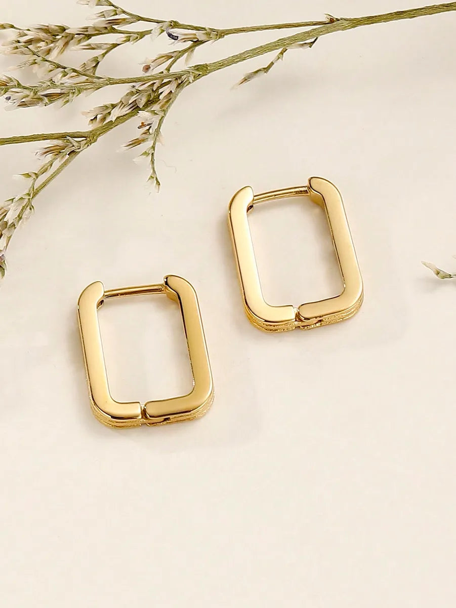 1 Pair Simple Style Commute Solid Color Plating Stainless Steel 18k Gold Plated Earrings