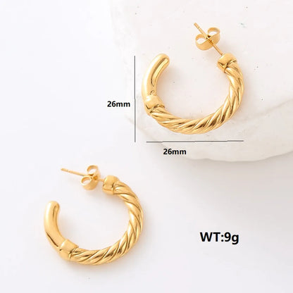 1 Pair Simple Style Commute Solid Color Plating 304 Stainless Steel 18K Gold Plated Ear Studs