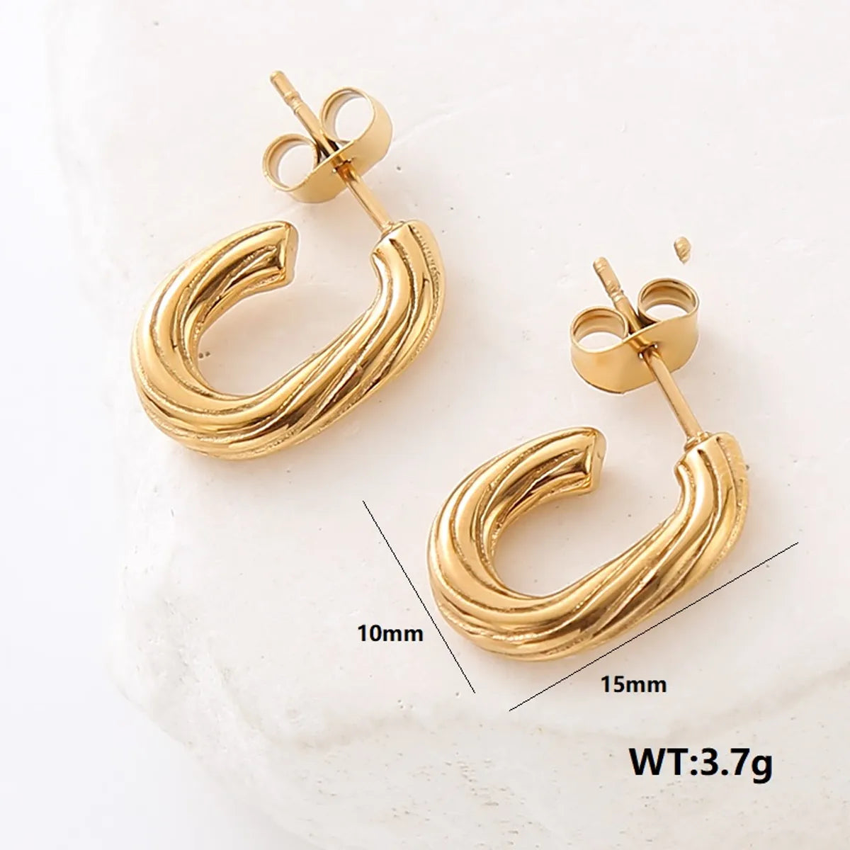 1 Pair Simple Style Commute Solid Color Plating 304 Stainless Steel 18K Gold Plated Ear Studs