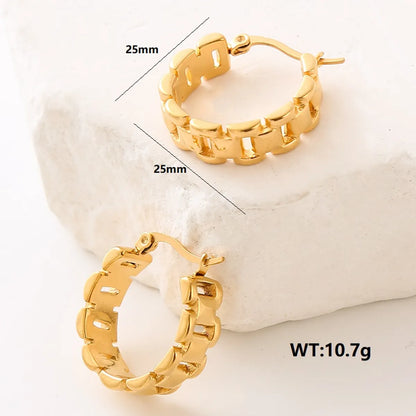 1 Pair Simple Style Commute Solid Color Plating Stainless Steel 24k Gold Plated Ear Studs