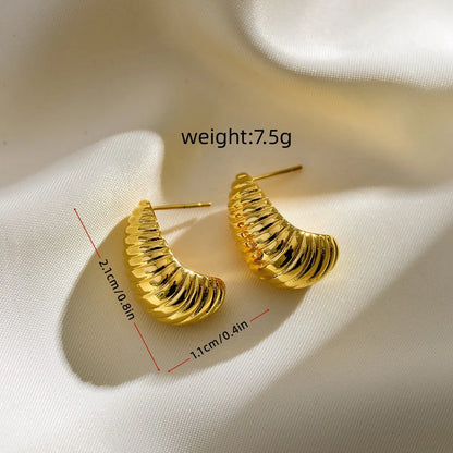 1 Pair Simple Style Commute Solid Color Plating Stainless Steel Gold Plated Ear Studs