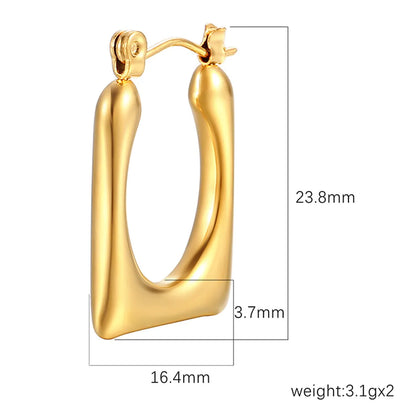 1 Pair Simple Style Commute Solid Color Plating 201 Stainless Steel 18K Gold Plated Earrings