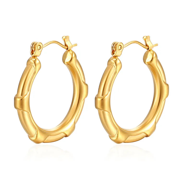 1 Pair Simple Style Commute Solid Color Plating 201 Stainless Steel 18K Gold Plated Earrings