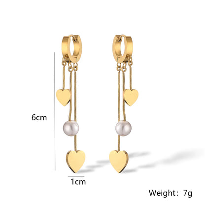 1 Pair Simple Style Commute Solid Color Plating Titanium Steel 18k Gold Plated Drop Earrings