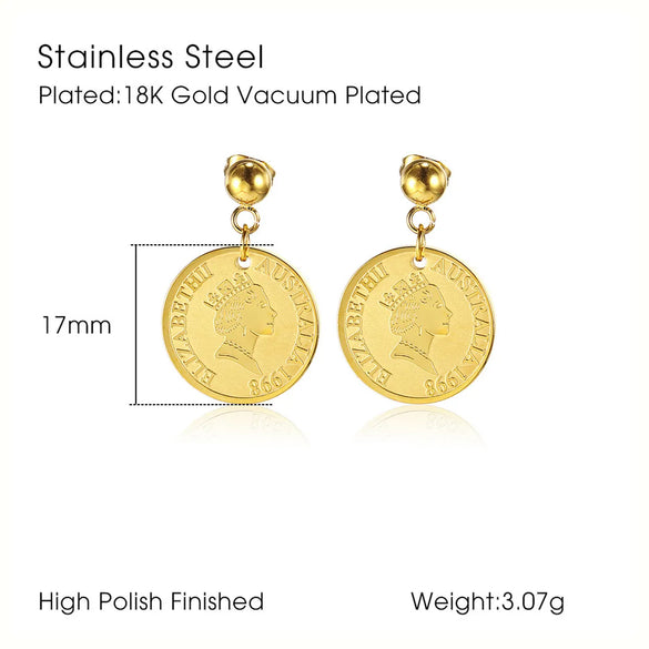 1 Pair Simple Style Commute Solid Color Plating Titanium Steel Gold Plated Drop Earrings