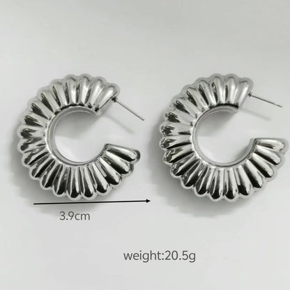 1 Pair Simple Style Commute Spiral Stripe Plating 304 Stainless Steel 18K Gold Plated Ear Studs