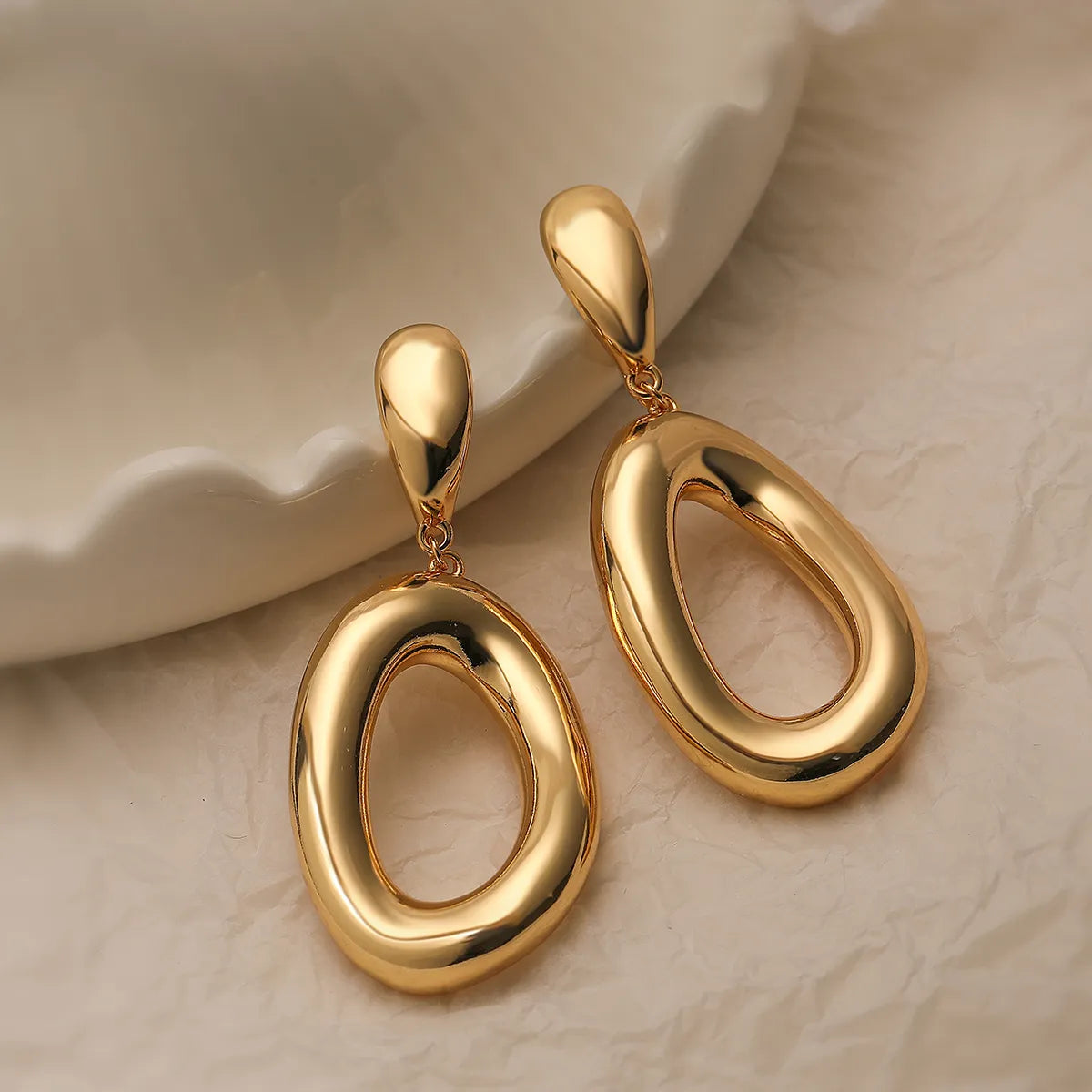 1 Pair Simple Style Commute Square Plating Copper 18k Gold Plated Drop Earrings