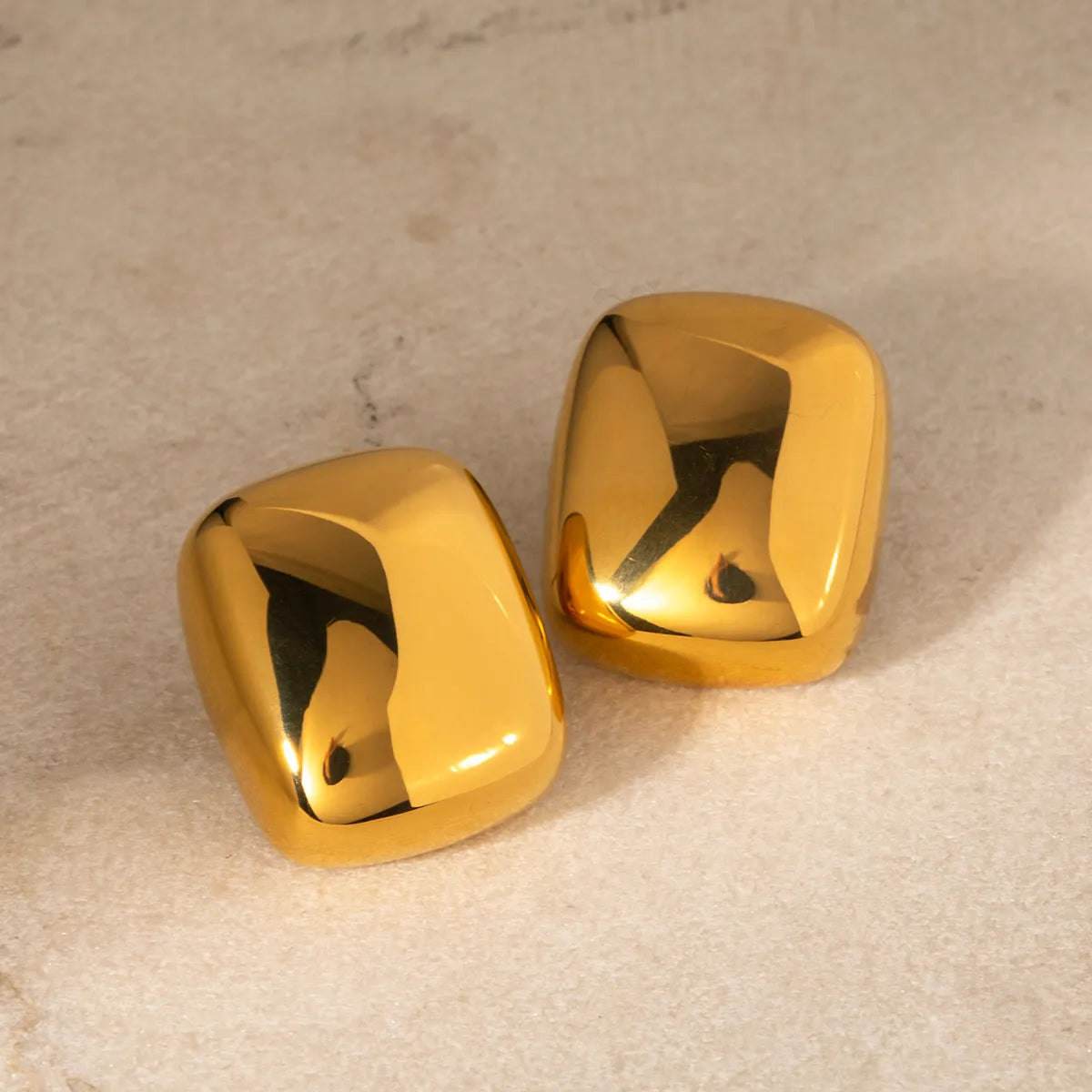 1 Pair Simple Style Commute Square Plating Stainless Steel 18k Gold Plated Ear Studs