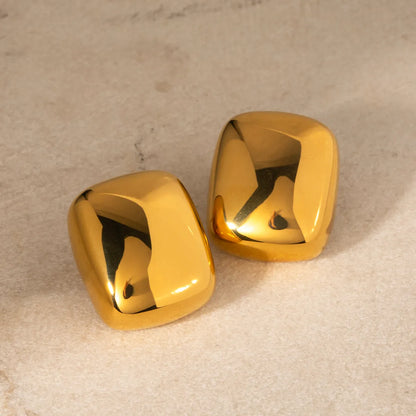 1 Pair Simple Style Commute Square Plating Stainless Steel 18k Gold Plated Ear Studs