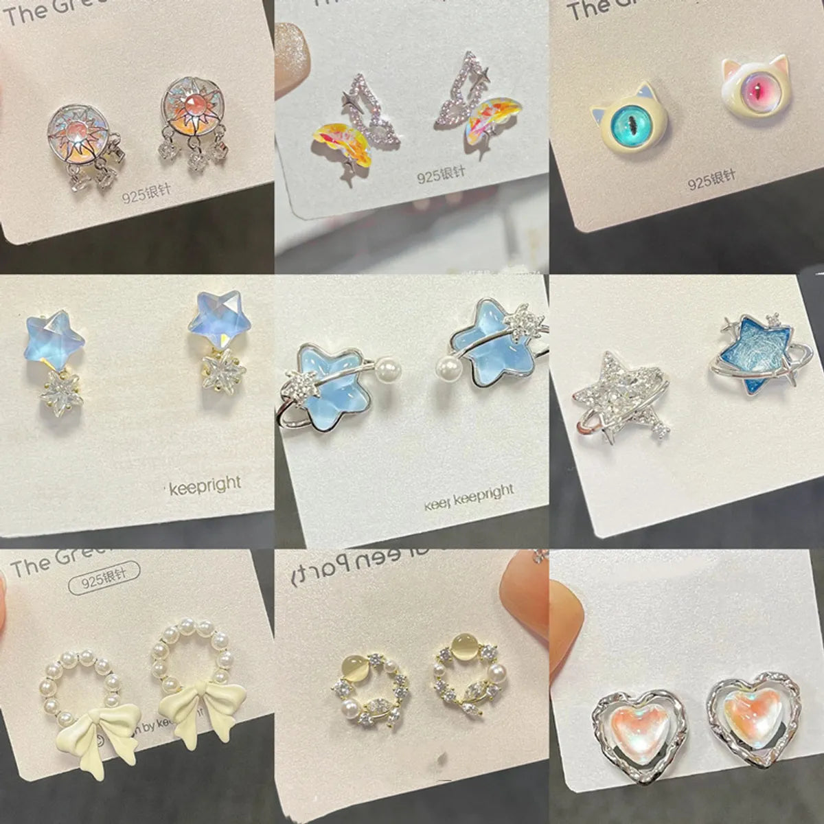 1 Pair Simple Style Commute Star Heart Shape Butterfly Plating Inlay Alloy Artificial Gemstones Ear Studs