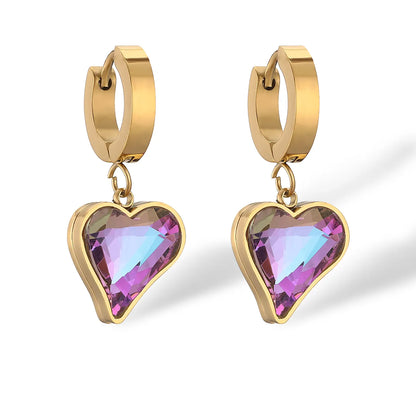 1 Pair Simple Style Commute Star Heart Shape Butterfly Plating Inlay Titanium Steel Zircon 18k Gold Plated Earrings