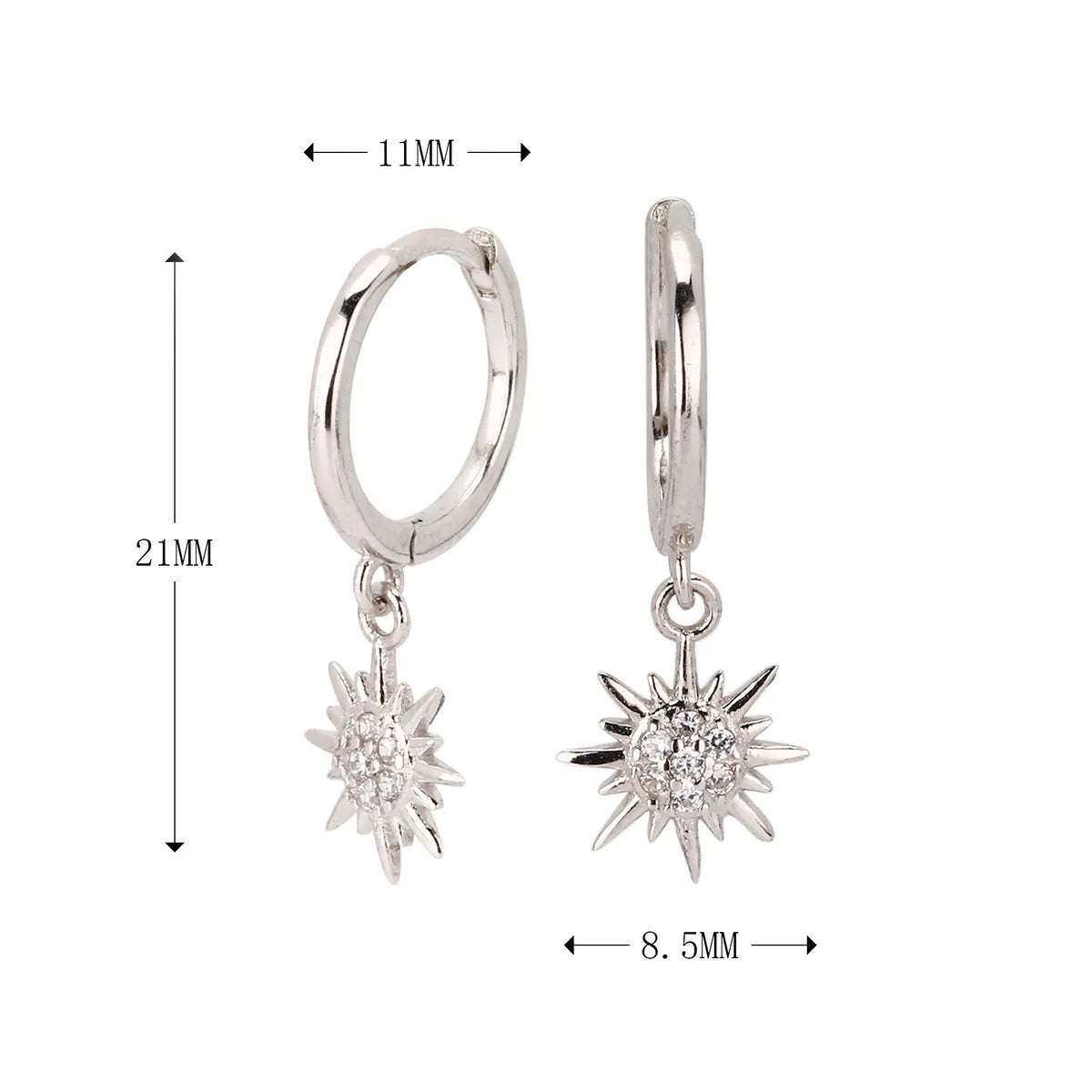 1 Pair Simple Style Commute Star Inlay Sterling Silver Zircon Drop Earrings