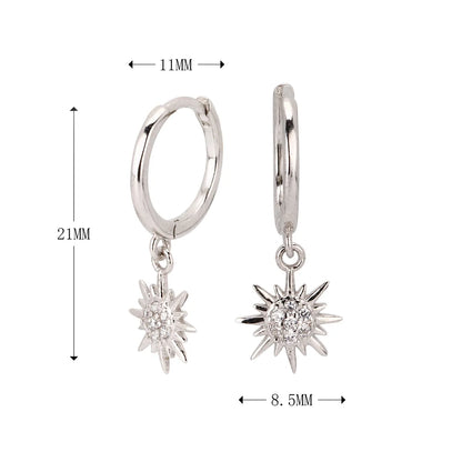 1 Pair Simple Style Commute Star Inlay Sterling Silver Zircon Drop Earrings