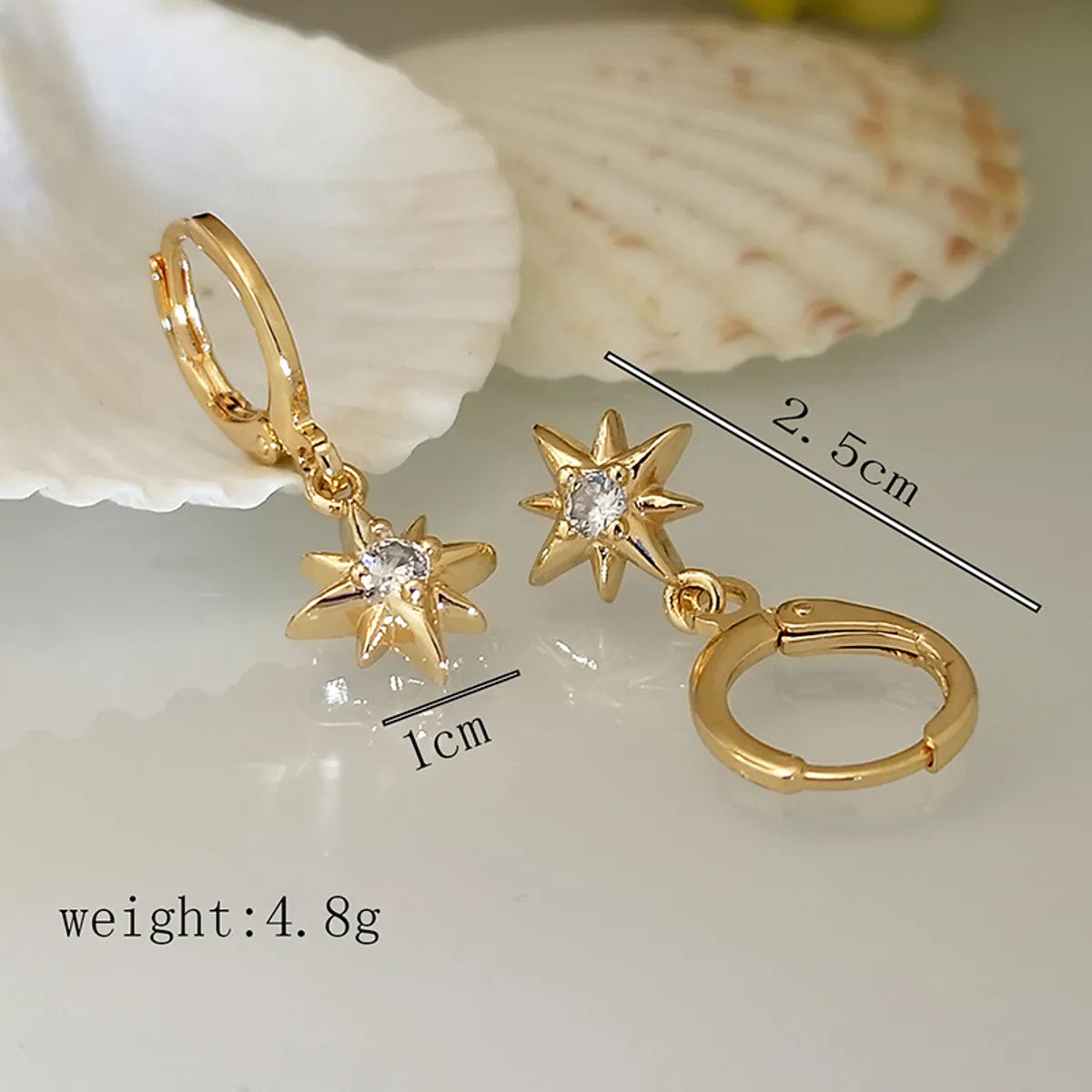 1 Pair Simple Style Commute Sun Plating Inlay Copper Zircon Gold Plated Silver Plated Drop Earrings