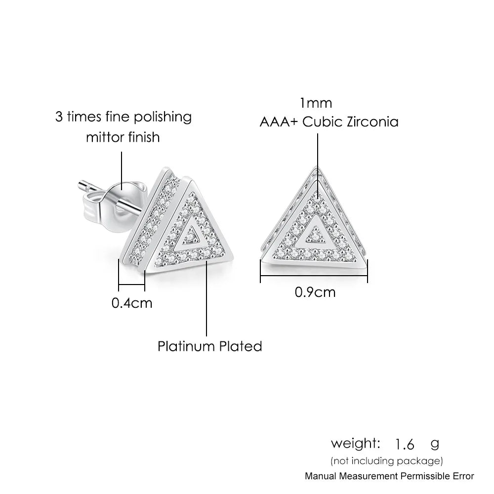 1 Pair Simple Style Commute Triangle Plating Copper Zircon 14K Gold Plated White Gold Plated Ear Studs