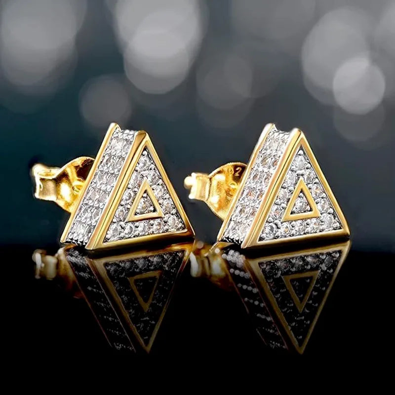 1 Pair Simple Style Commute Triangle Plating Copper Zircon 14K Gold Plated White Gold Plated Ear Studs