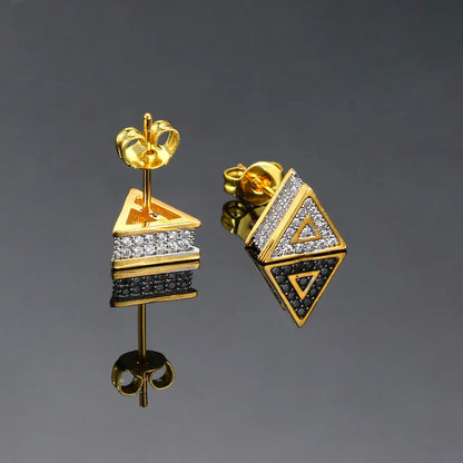 1 Pair Simple Style Commute Triangle Plating Copper Zircon 14K Gold Plated White Gold Plated Ear Studs