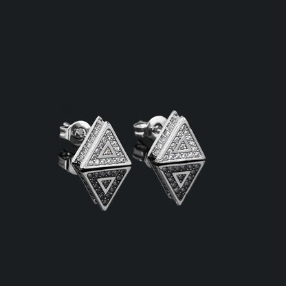 1 Pair Simple Style Commute Triangle Plating Copper Zircon 14K Gold Plated White Gold Plated Ear Studs