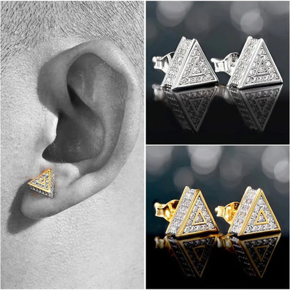 1 Pair Simple Style Commute Triangle Plating Copper Zircon 14K Gold Plated White Gold Plated Ear Studs