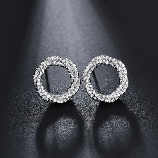 1 Pair Simple Style Commute Twist Polishing Plating Inlay Copper Zircon Ear Studs