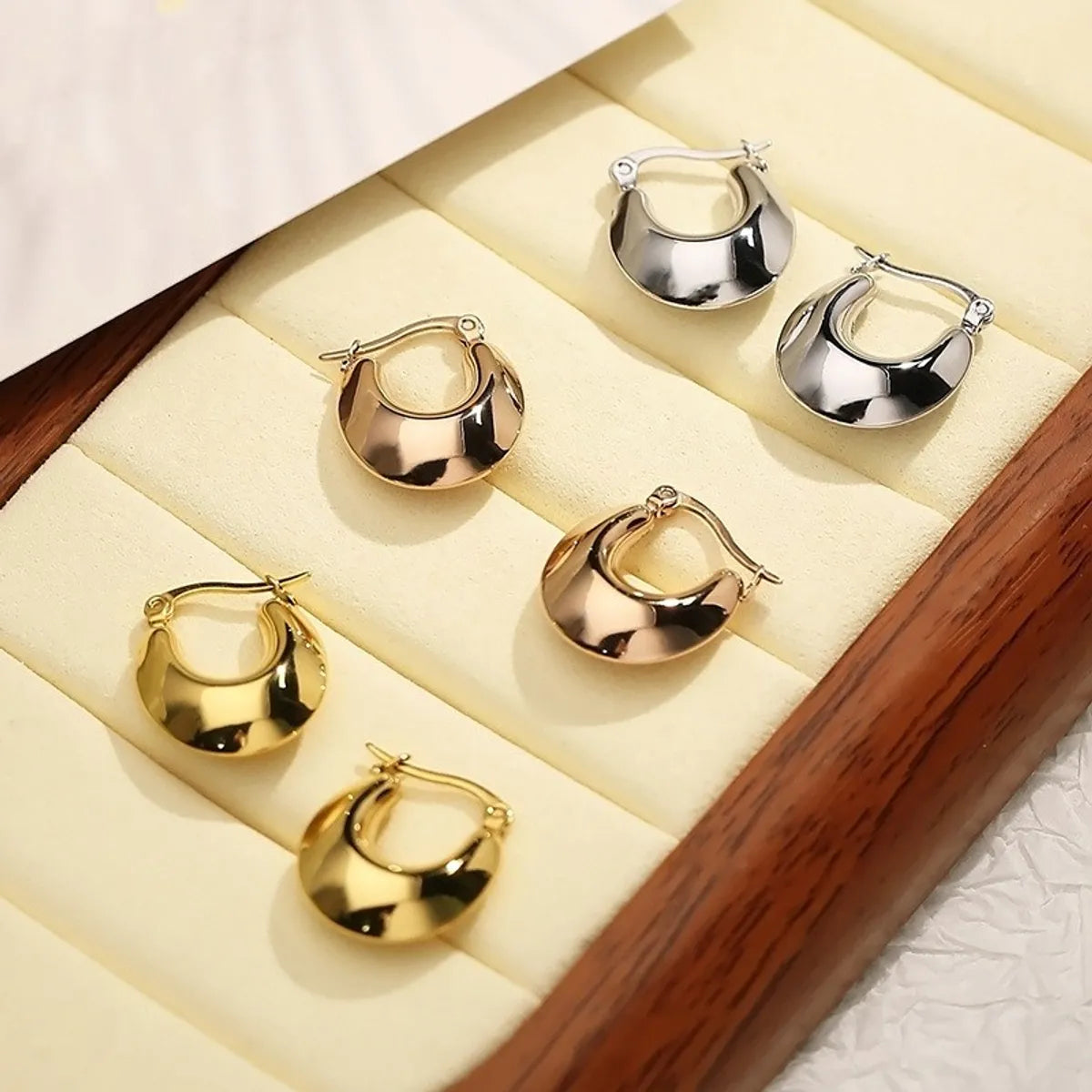 1 Pair Simple Style Commute U Shape Plating 304 Stainless Steel Earrings