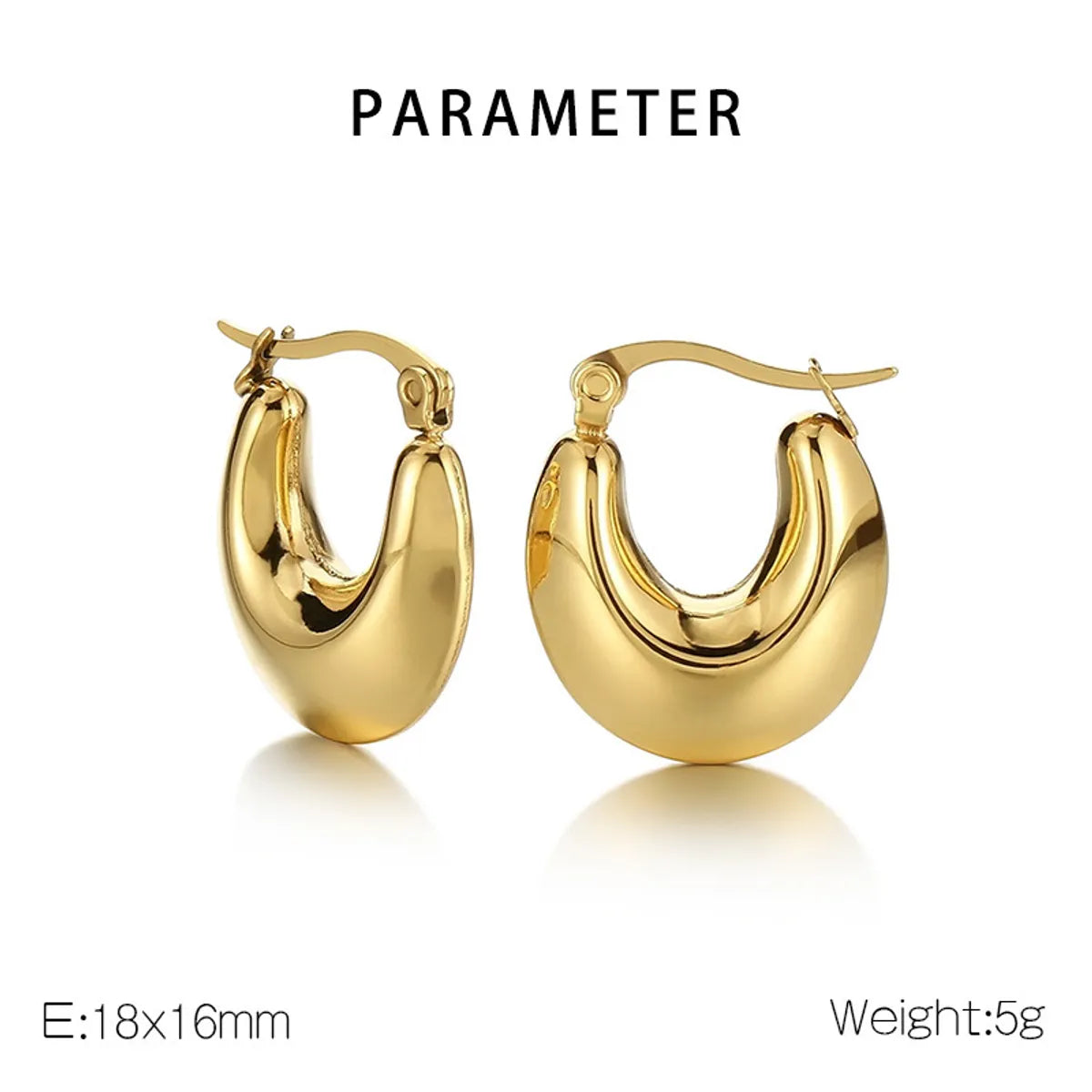 1 Pair Simple Style Commute U Shape Plating 304 Stainless Steel Earrings