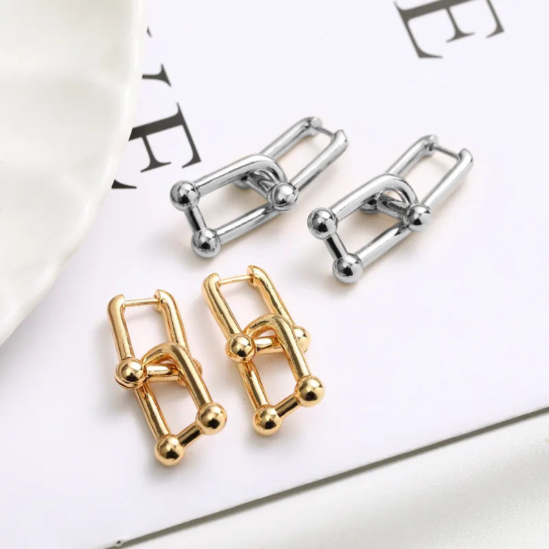 1 Pair Simple Style Commute U Shape Plating Copper Drop Earrings