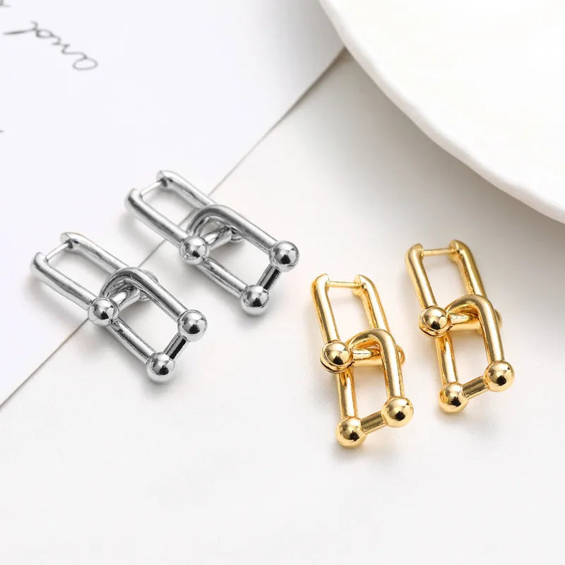 1 Pair Simple Style Commute U Shape Plating Copper Drop Earrings