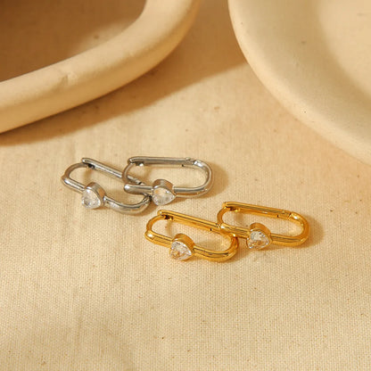 1 Pair Simple Style Commute U Shape Plating Inlay Stainless Steel Zircon 18k Gold Plated Earrings