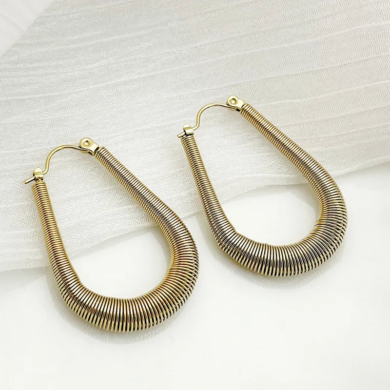 1 Pair Simple Style Commute U Shape Plating 304 Stainless Steel 14K Gold Plated Earrings