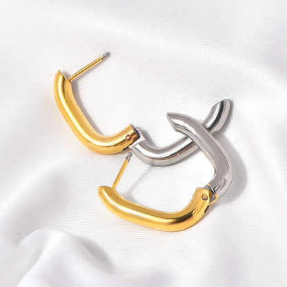 1 Pair Simple Style Commute U Shape Plating Titanium Steel Earrings