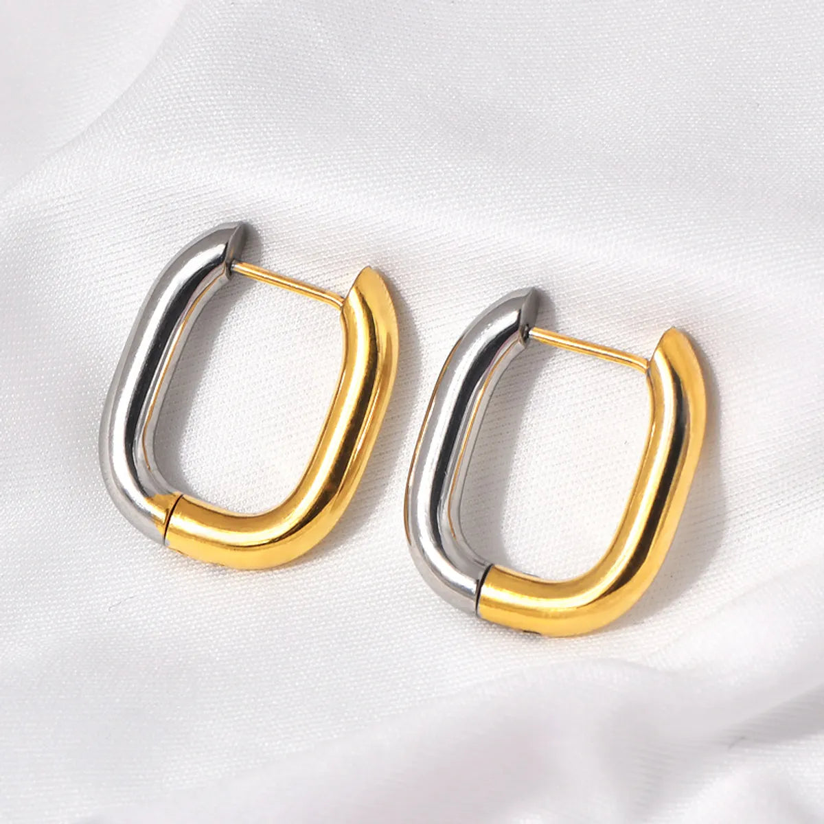 1 Pair Simple Style Commute U Shape Plating Titanium Steel Earrings