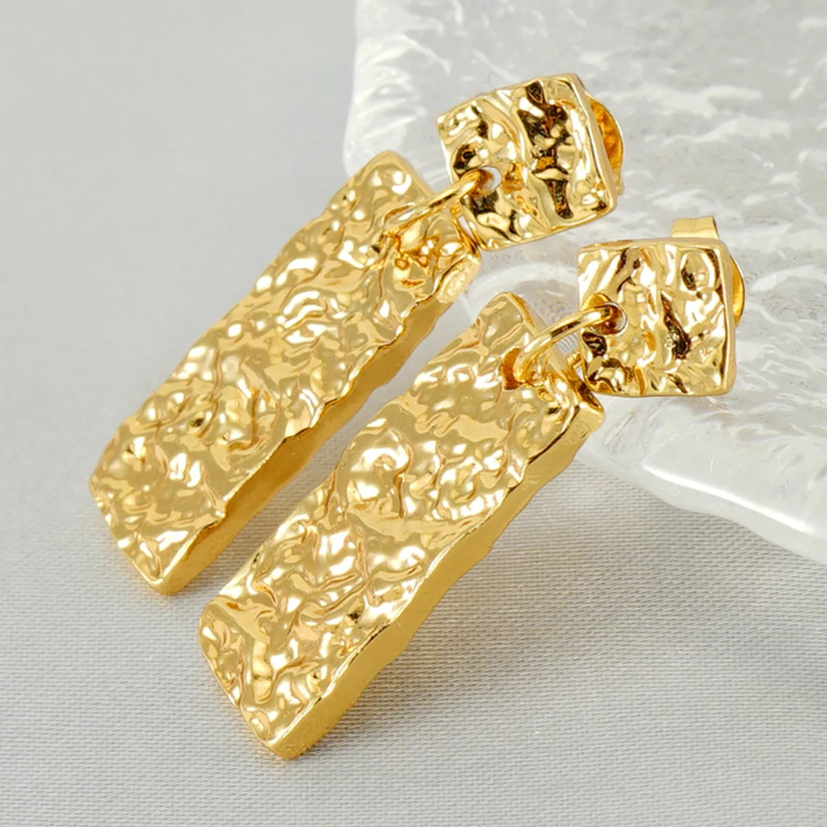 1 Pair Simple Style Commute U Shape Rectangle Polishing Plating Stainless Steel 18k Gold Plated Drop Earrings