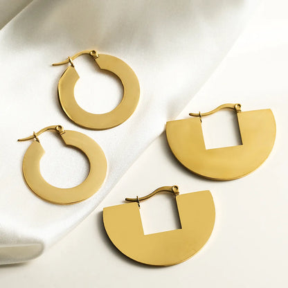 1 Pair Simple Style Commute U Shape Semicircle Round Plating 304 Stainless Steel 18K Gold Plated Earrings