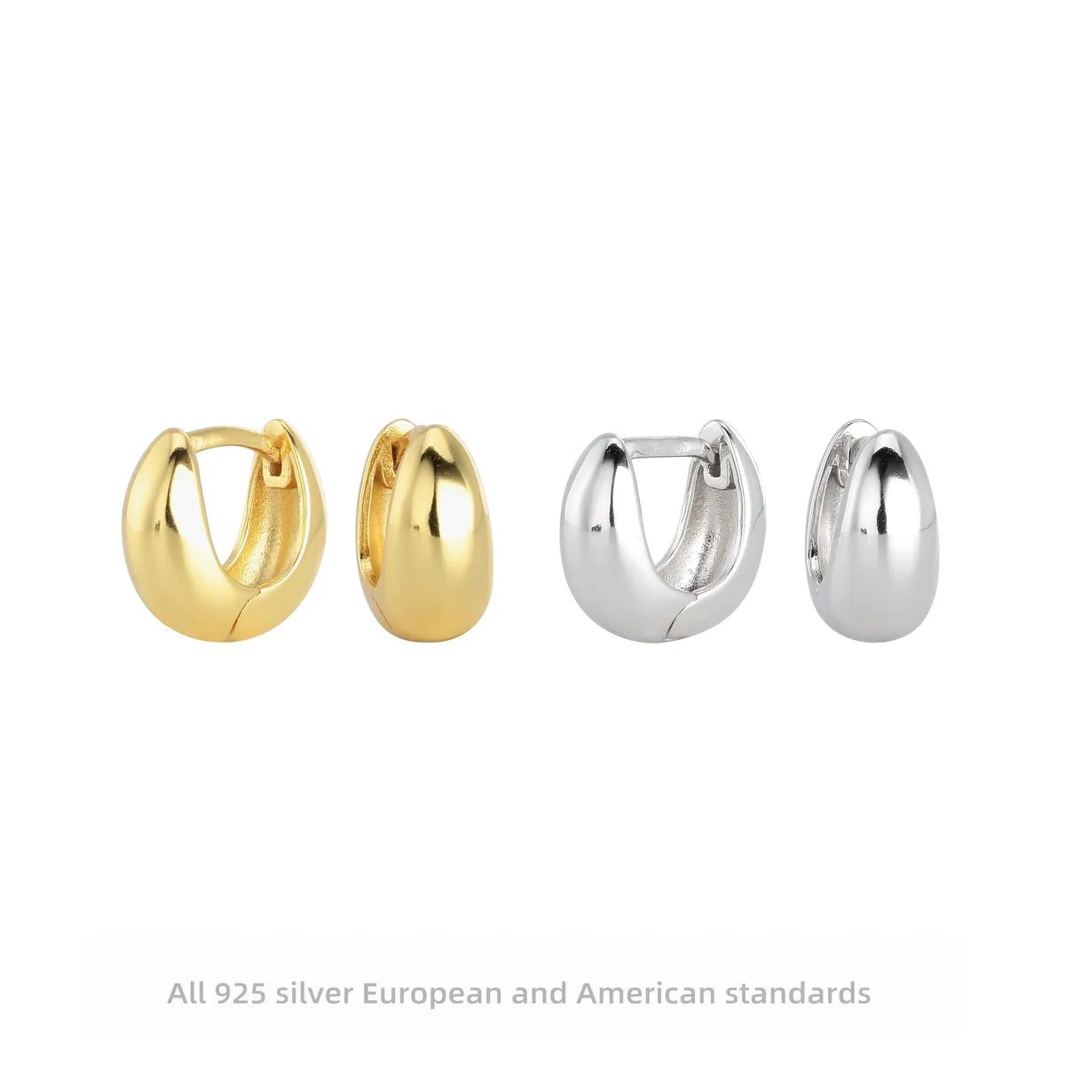 1 Pair Simple Style Commute U Shape Plating Sterling Silver White Gold Plated Gold Plated Earrings