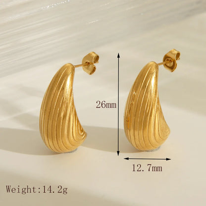 1 Pair Simple Style Commute Water Droplets 304 Stainless Steel 18K Gold Plated Ear Studs