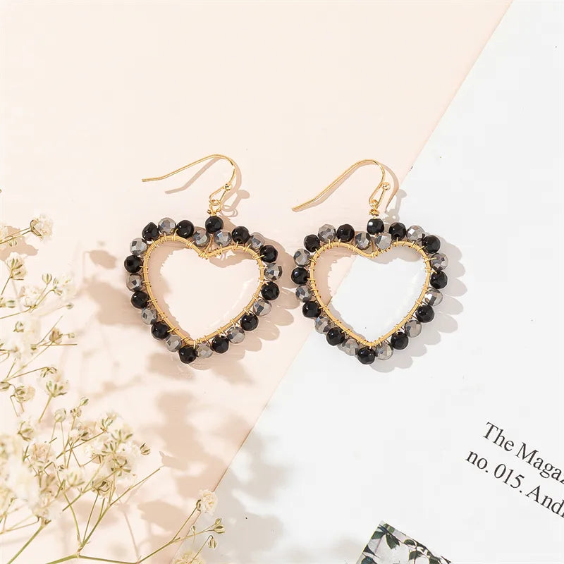 1 Pair Simple Style Commute Water Droplets Heart Shape Hollow Out Inlay Alloy Artificial Crystal Zircon Drop Earrings