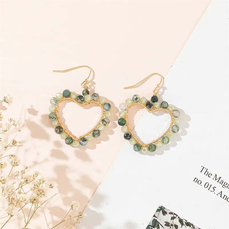 1 Pair Simple Style Commute Water Droplets Heart Shape Hollow Out Inlay Alloy Artificial Crystal Zircon Drop Earrings