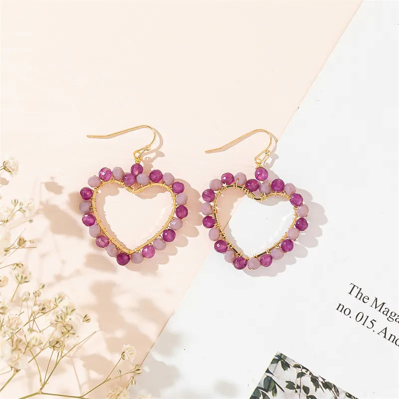 1 Pair Simple Style Commute Water Droplets Heart Shape Hollow Out Inlay Alloy Artificial Crystal Zircon Drop Earrings