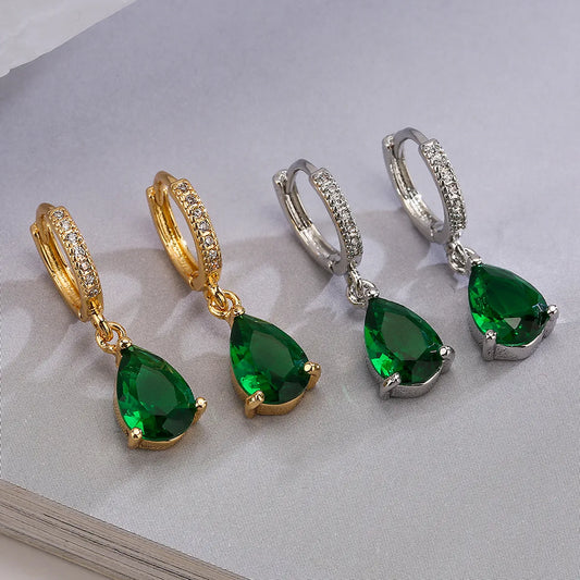 1 Pair Simple Style Commute Water Droplets Plating Inlay Copper Zircon 18k Gold Plated Drop Earrings