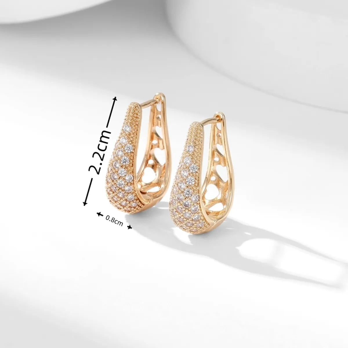 1 Pair Simple Style Commute Water Droplets Plating Inlay Copper Zircon Gold Plated Earrings