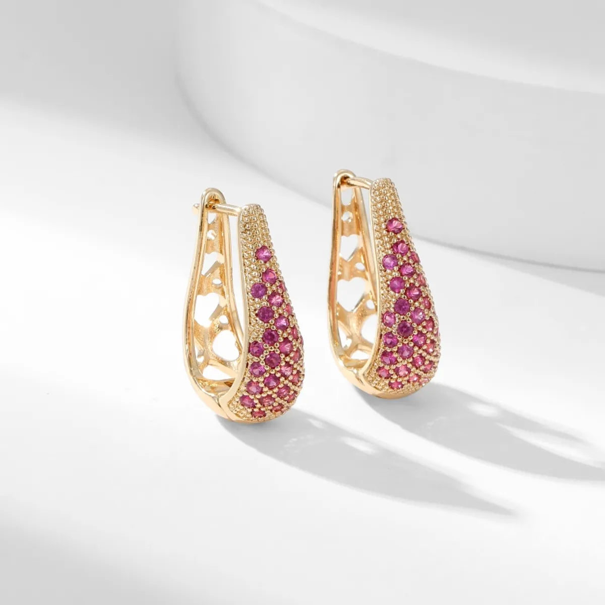 1 Pair Simple Style Commute Water Droplets Plating Inlay Copper Zircon Gold Plated Earrings