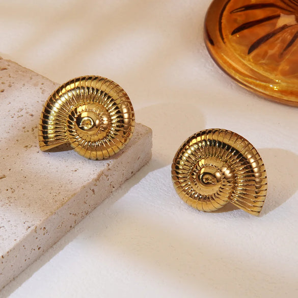 1 Pair Simple Style Conch Plating 304 Stainless Steel 18K Gold Plated Ear Studs