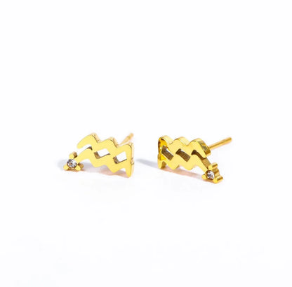 1 Pair Simple Style Constellation Plating 304 Stainless Steel Rhinestones 18K Gold Plated Ear Studs