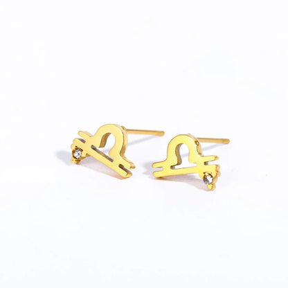 1 Pair Simple Style Constellation Plating 304 Stainless Steel Rhinestones 18K Gold Plated Ear Studs