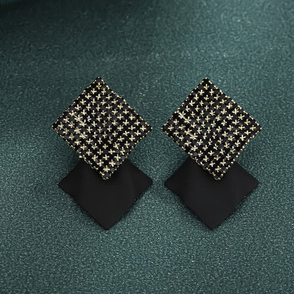 1 Pair Simple Style Cool Style Geometric Inlay Copper Zircon Ear Studs