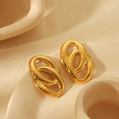 1 Pair Simple Style Cool Style Geometric Solid Color Polishing 304 Stainless Steel Ear Studs