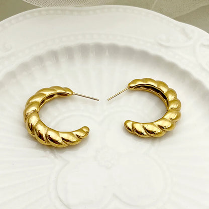 1 Pair Simple Style Croissant Ea56280l Plating Stainless Steel Gold Plated Ear Studs