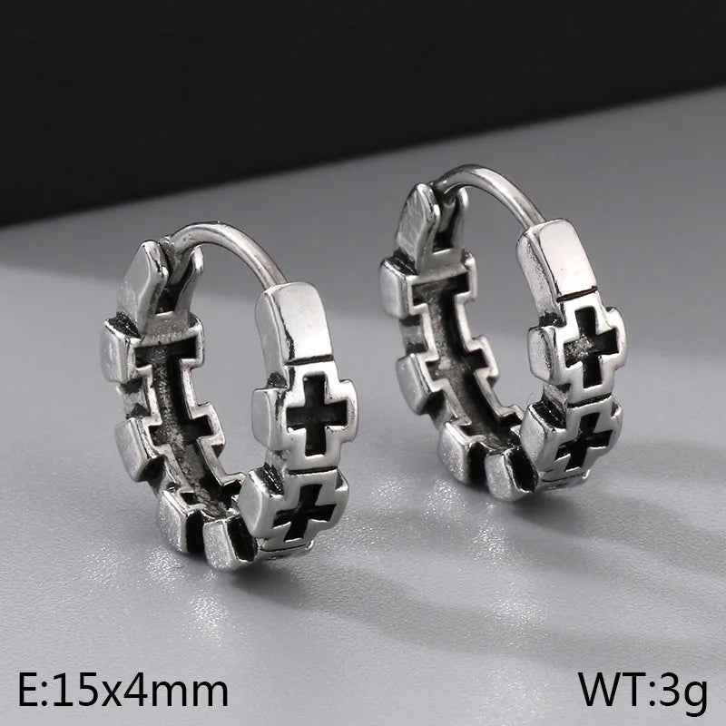 1 Pair Simple Style Cross 304 Stainless Steel Earrings