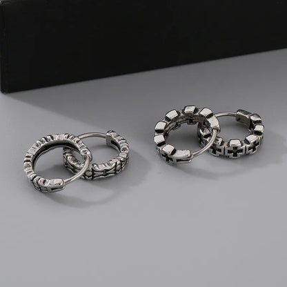 1 Pair Simple Style Cross 304 Stainless Steel Earrings